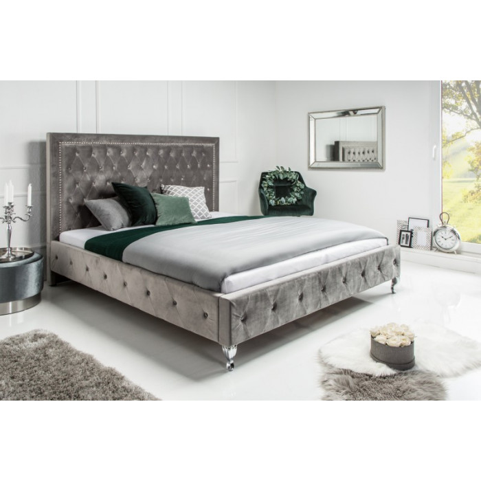 EXTRAVAGANCIA Luxusbett 180x200cm grau Samt