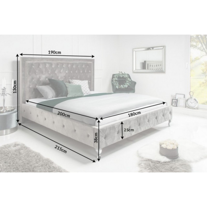 EXTRAVAGANCIA Luxusbett 180x200cm grau Samt
