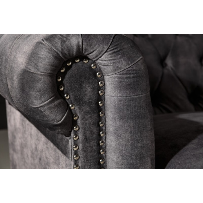 CHESTERFIELD Dreisitzer-Sofa Samt grau