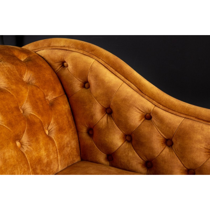 CROWLE Chesterfield Lounge Sessel Samt senfgelb