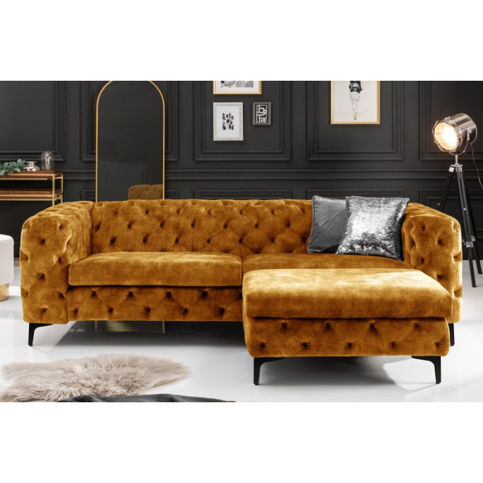 MODERN BAROCK Samtsofa senfgelb