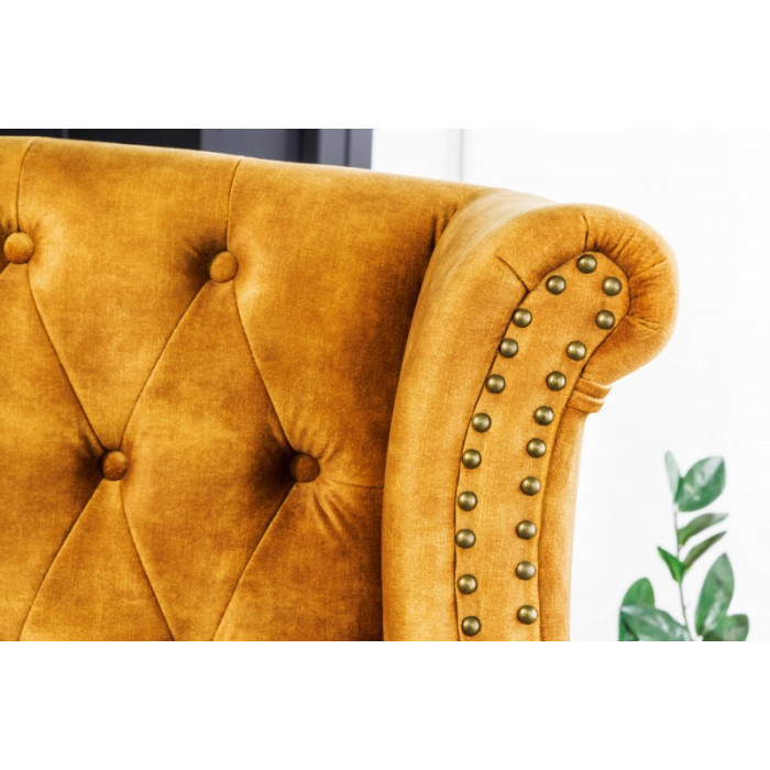 INGLESE Chesterfield Ohrensessel Antique Senfgelb