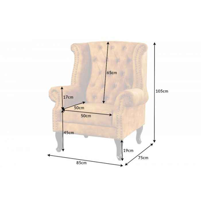 INGLESE Chesterfield ušák křeslo antik hořčicově žlutá