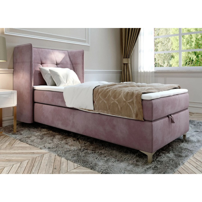 BOXSPRING Bett mit Box und Topper 90/200 cm altrosa